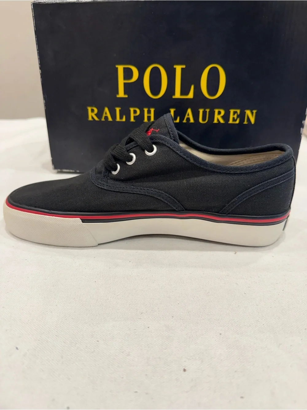 Polo Ralph Lauren Morray Color Black Canvas Sneaker Size 7